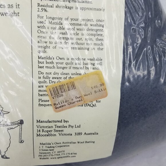 Matilda's Own Needle Punched Wool Blend Batting Queen Size 108" x 95" Quilting - Picture 10 of 10